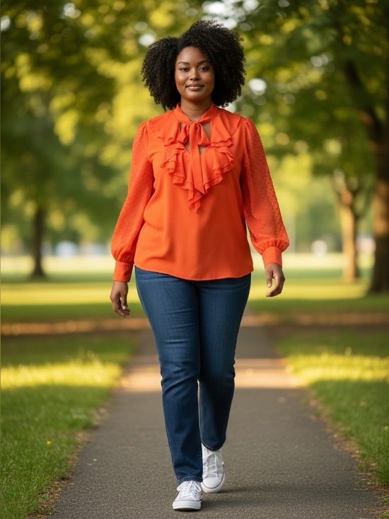 Bisou Bisou Tops - 🌻 Bisou Bisou Ruffled V-Neck Tie Blouse